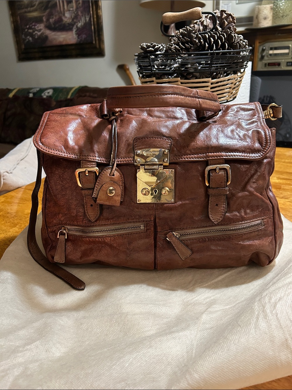 Vintage Miu Miu Leather Satchel Bag